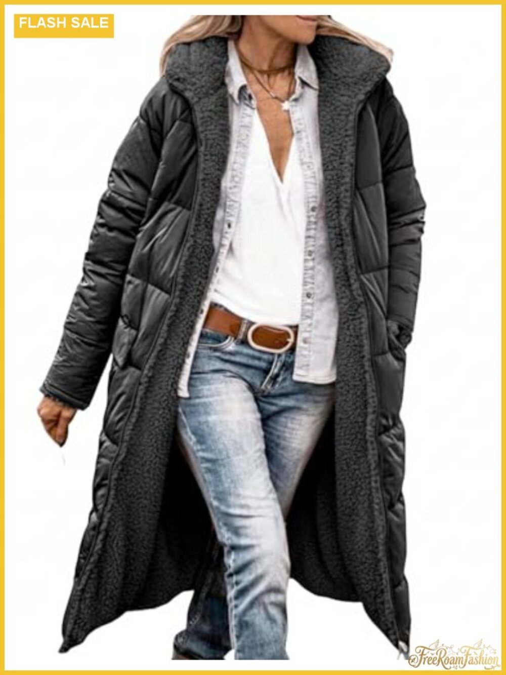 Womens Reversible Sherpa Lined Hooded Puffer Coat Winter Jacket
